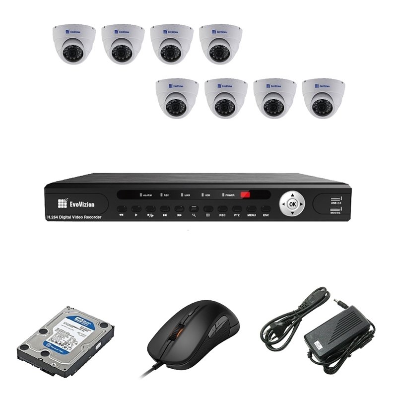 EvoVizion 8DOME-100 + HDD 1 Тб Комплект видеонаблюдения на 8 камеры