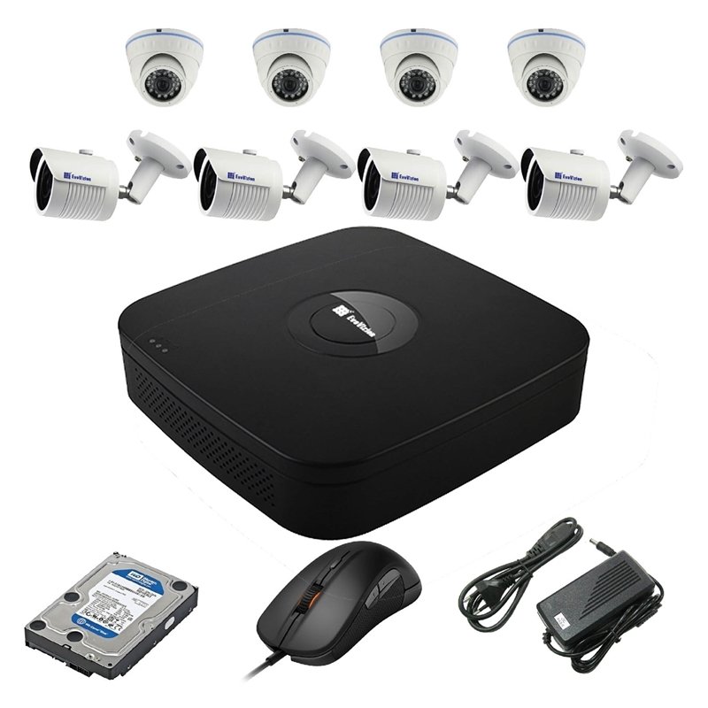 EvoVizion N9 IP-4DOME-M-4OUT-130 HDD 1 Тб Комплект відеоспостереження на 8 камер