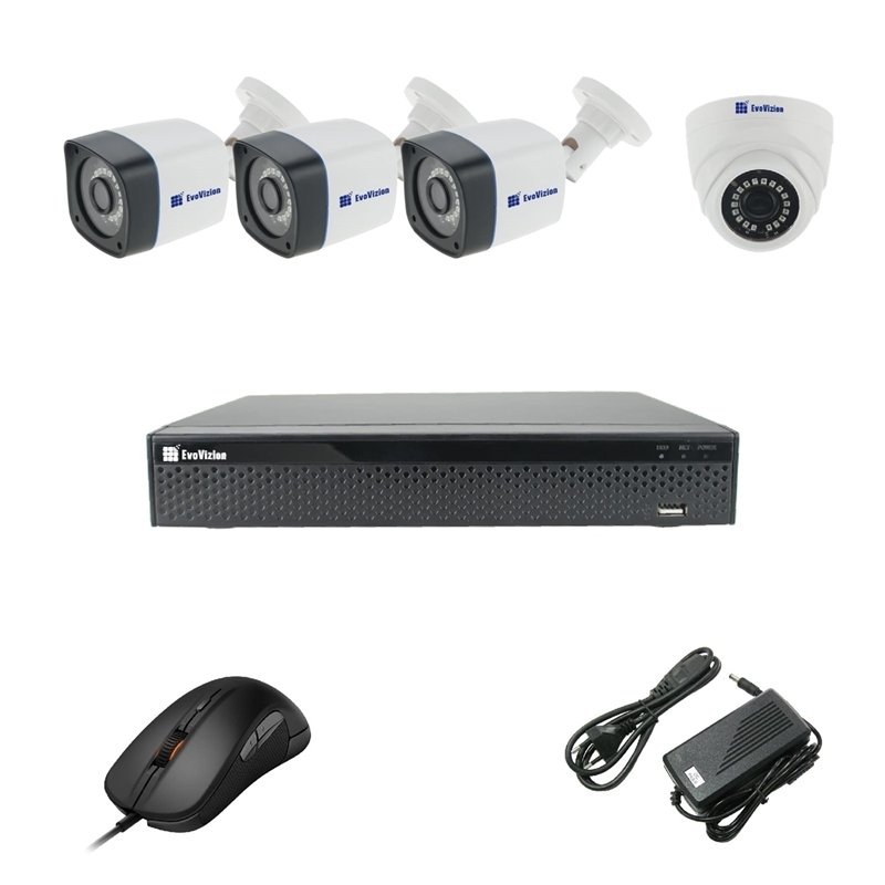EvoVizion 1DOME-3OUT-200-эконом Комплект видеонаблюдения на 4 камеры
