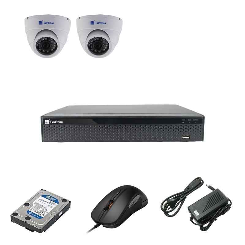 EvoVizion 2DOME-240-эконом + HDD 1 Тб Комплект видеонаблюдения на 2 камеры