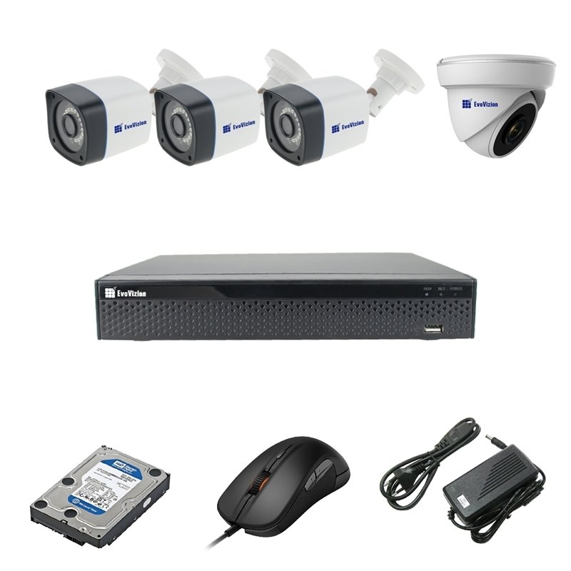 EvoVizion 1DOME-3OUT-200 + HDD 1 Тб Комплект видеонаблюдения на 4 камеры