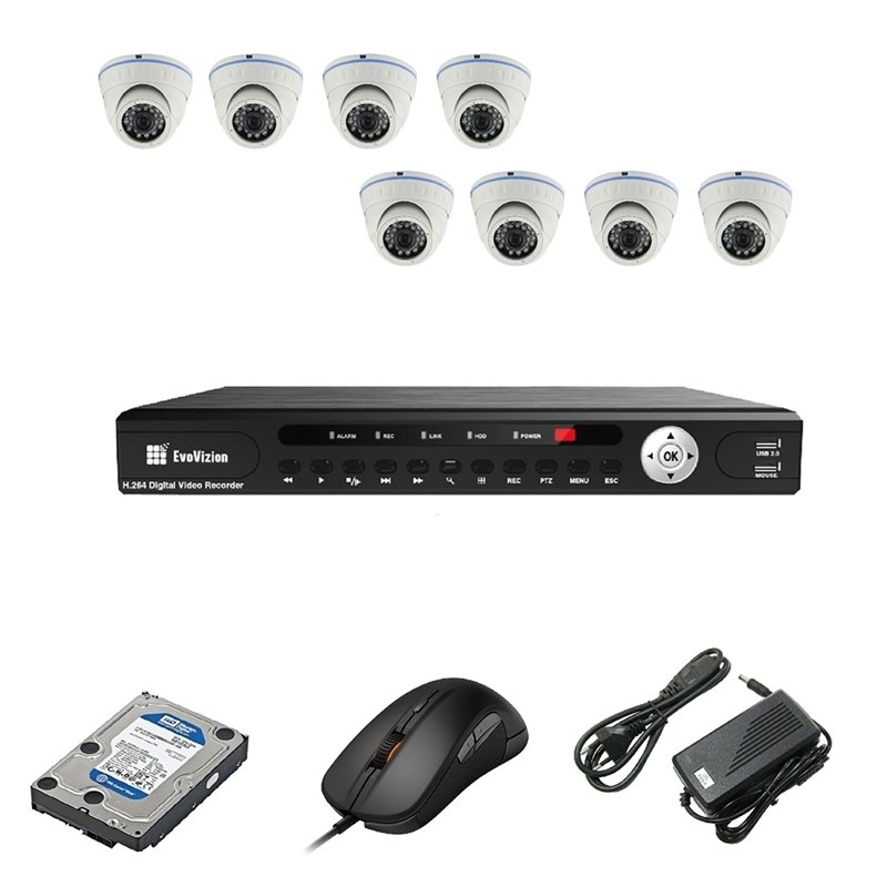 EvoVizion 8DOME-M-100 + HDD 1 Тб Комплект видеонаблюдения на 8 камеры