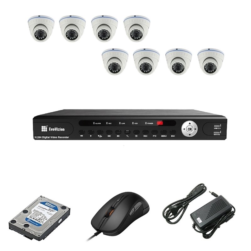 EvoVizion 8DOME-M-100 + HDD 2 Тб Комплект видеонаблюдения на 8 камеры