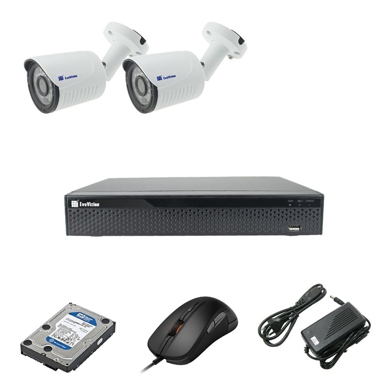 EvoVizion 2OUT-240-эконом + HDD 1 Тб Комплект видеонаблюдения на 2 камеры