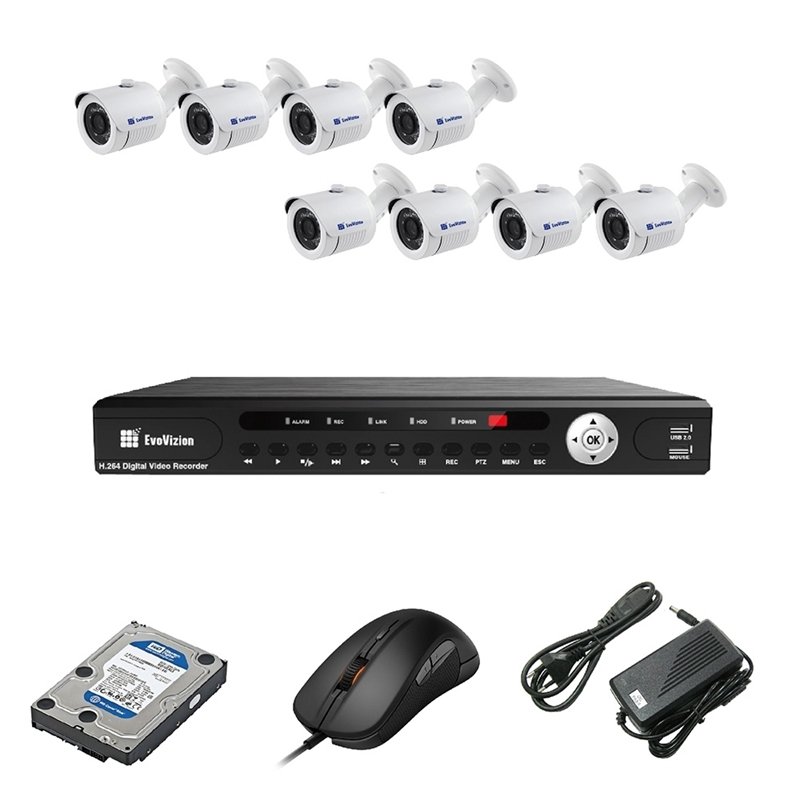 EvoVizion 8OUT-100 + HDD 2 Тб Комплект відеоспостереження на 8 камери