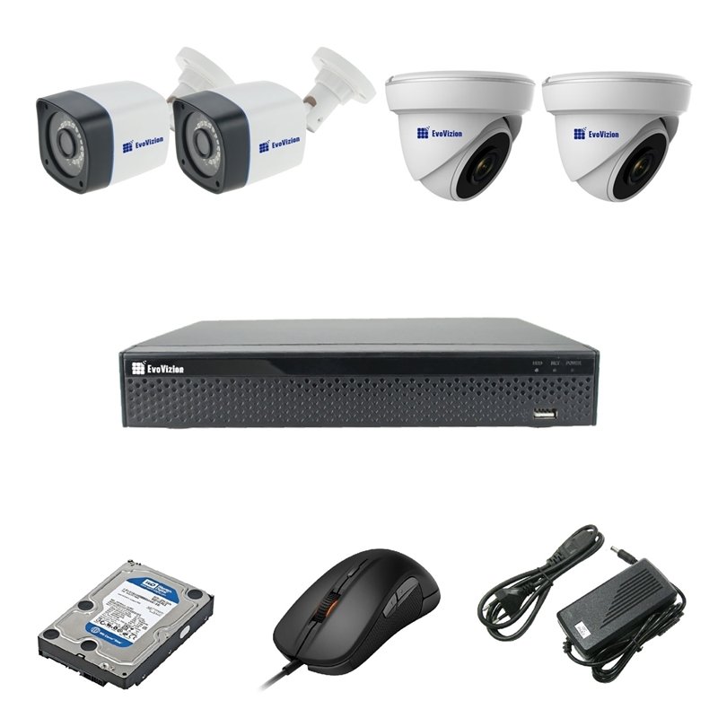 EvoVizion 2DOME-2OUT-200 + HDD 1 Тб Комплект видеонаблюдения на 4 камеры