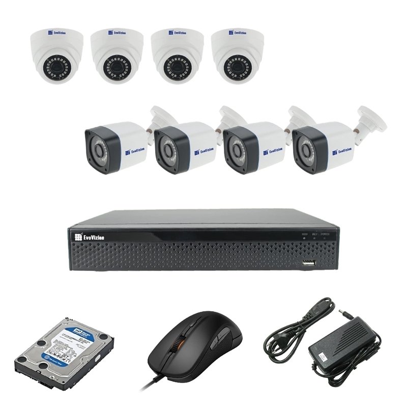 EvoVizion 4DOME-4OUT-200-эконом + HDD 2 Тб Комплект видеонаблюдения на 8 камеры