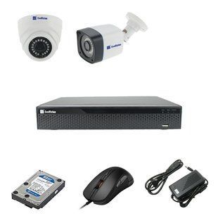EvoVizion 1DOME-1OUT-200-эконом + HDD 1 Тб Комплект видеонаблюдения на 2 камеры