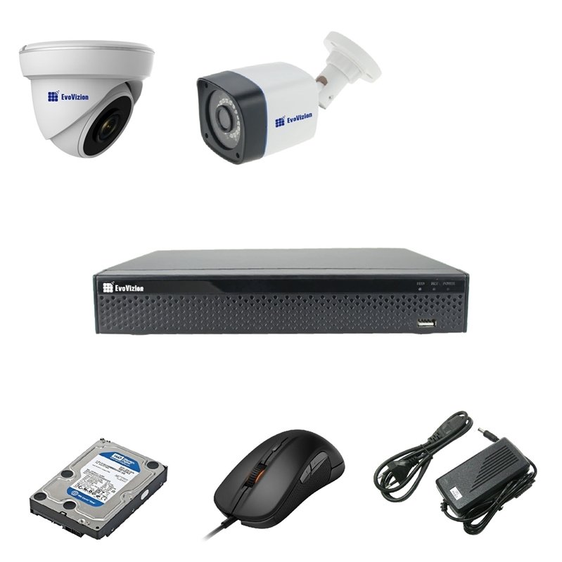 EvoVizion 1DOME-1OUT-200 + HDD 1 Тб Комплект видеонаблюдения на 2 камеры