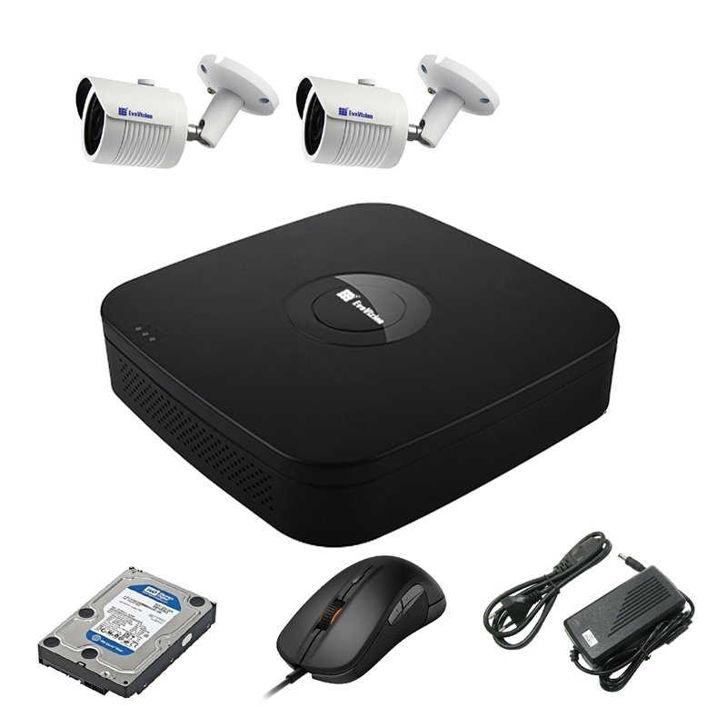 EvoVizion N9 IP-2OUT-240 + HDD 1 Тб Комплект відеоспостереження на 2 камери