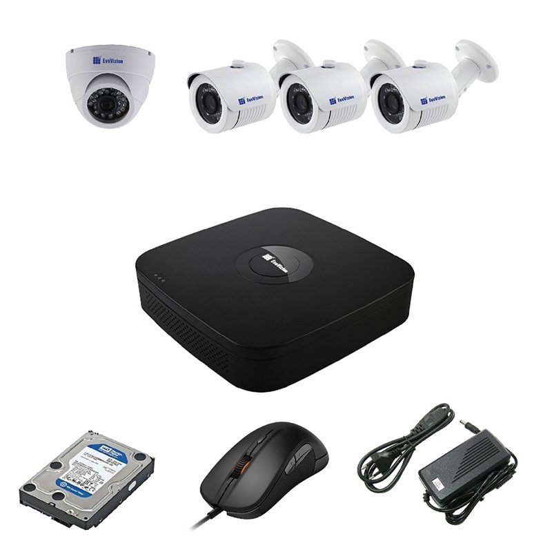 EvoVizion 1DOME-3OUT-240 + HDD 2 Тб Комплект видеонаблюдения на 4 камеры