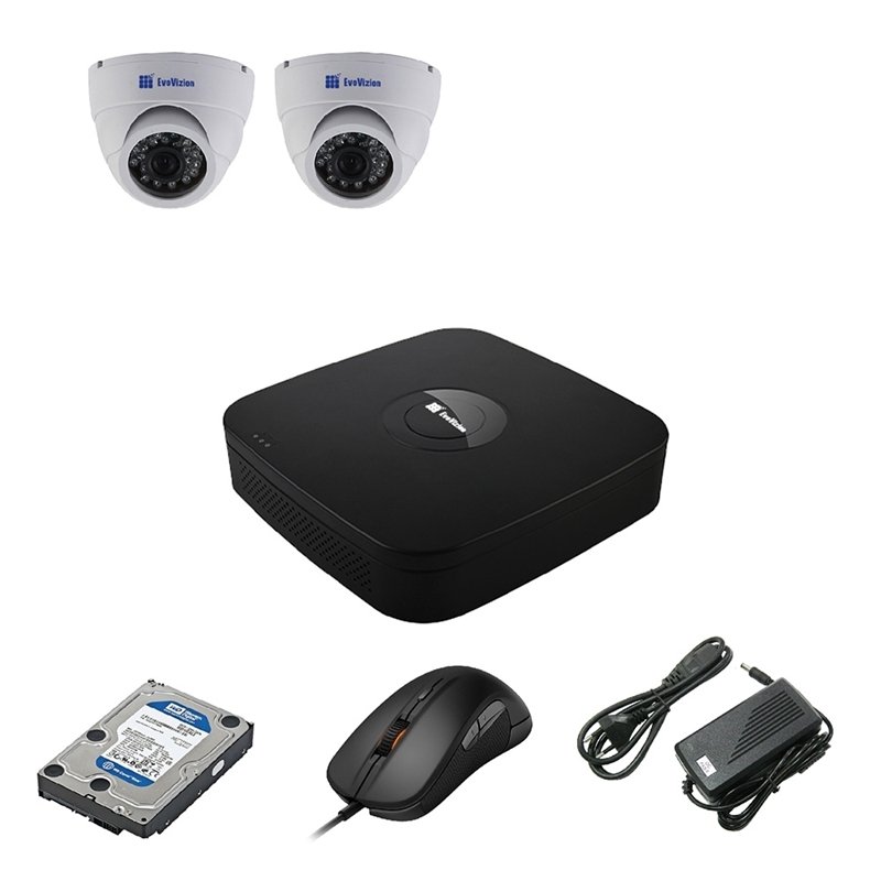 EvoVizion 2DOME-100 + HDD 1 Тб Комплект видеонаблюдения на 2 камеры