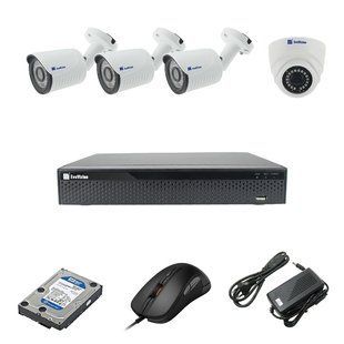 EvoVizion 1DOME-3OUT-240-эконом + HDD 2 Тб Комплект видеонаблюдения на 4 камеры