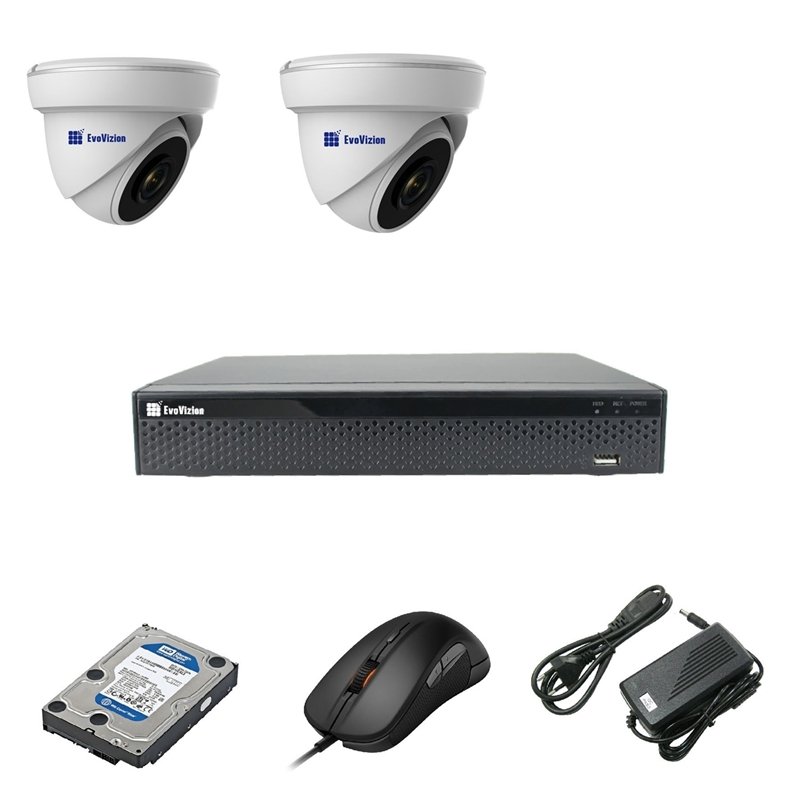EvoVizion 2DOME-200-эконом + HDD 1 Тб Комплект видеонаблюдения на 2 камеры