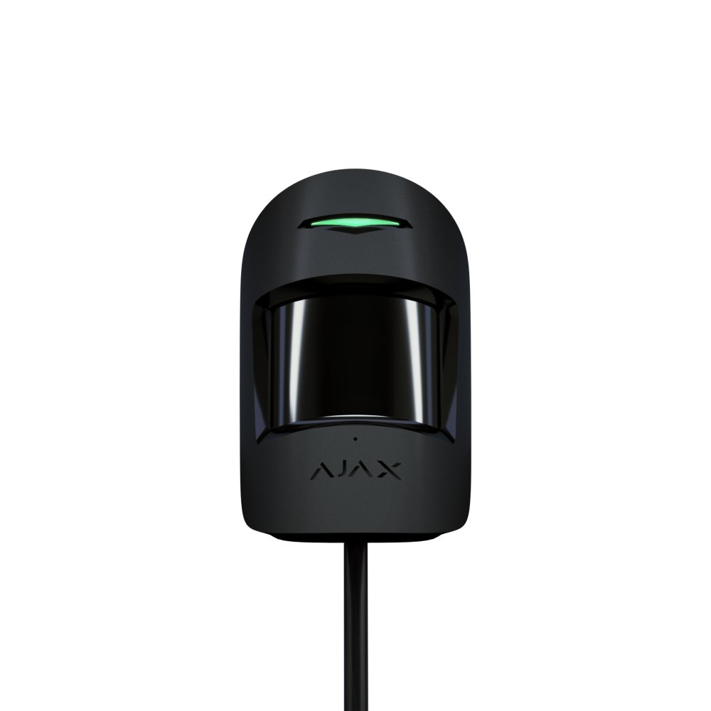 Ajax MotionProtect Plus Fibra Black провідний датчик руху з радіочастотним скануванням