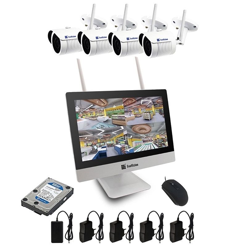 Evovizion на 4 камеры Wi-Fi LCD KIT 2.4-846*4 + HDD 2 Тб Комплект видеонаблюдения Wi-FI