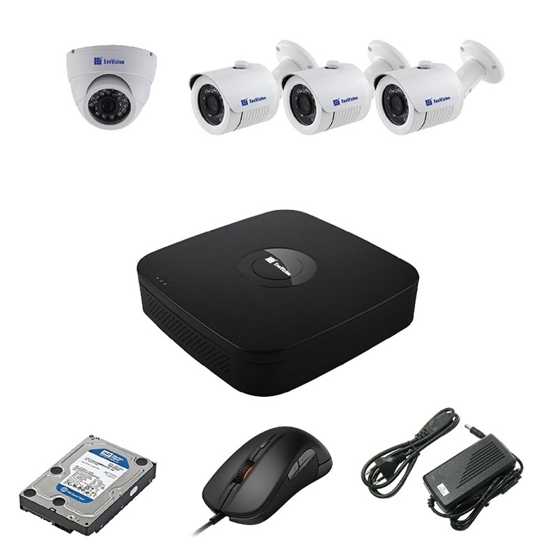 EvoVizion 1DOME-3OUT-100 + HDD 2 Тб Комплект видеонаблюдения на 4 камеры