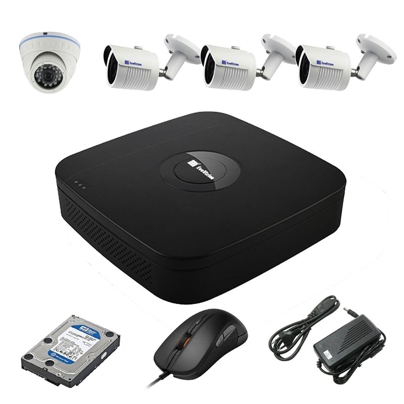 EvoVizion N9 IP-1DOME-M-3OUT-130 + HDD 1 Тб Комплект відеоспостереження на 4 камери